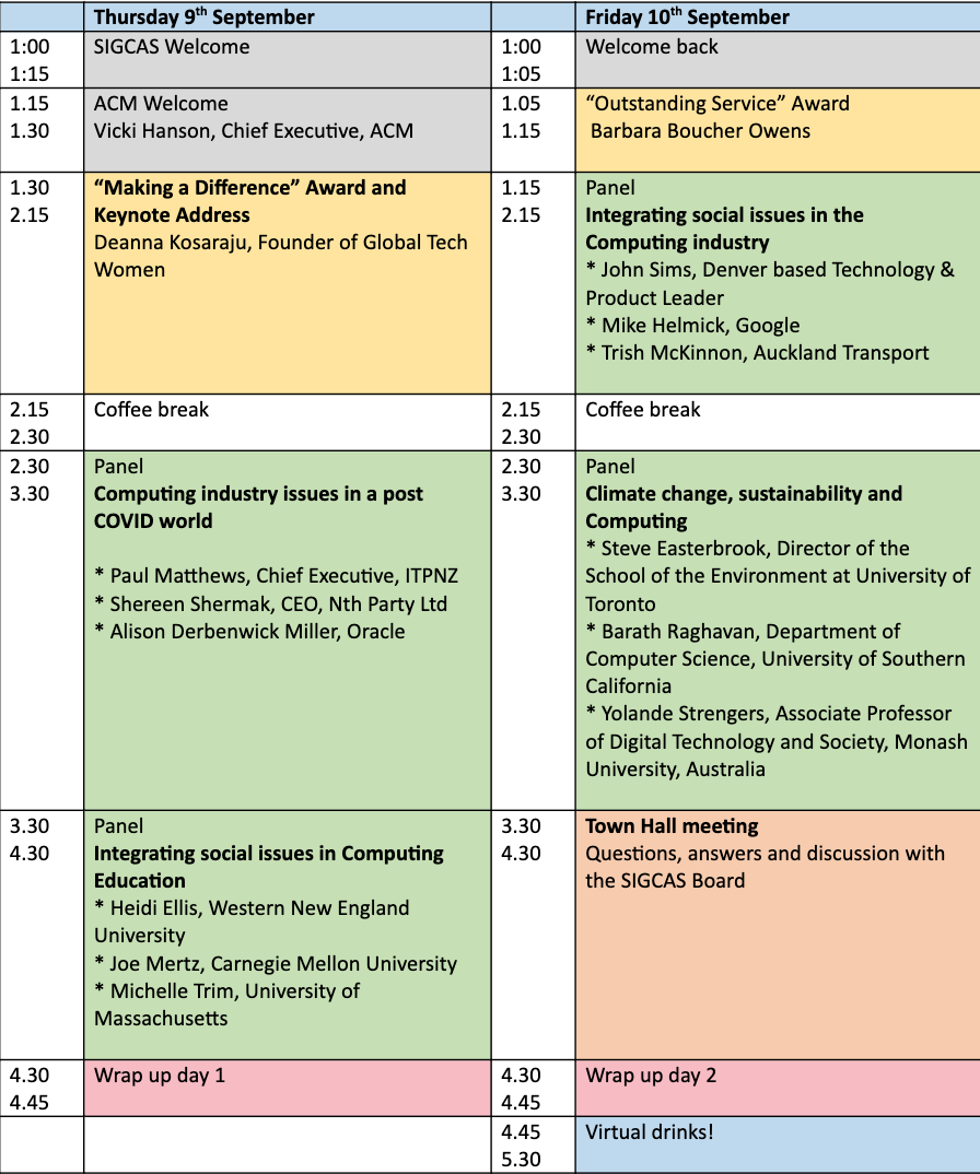 Schedule of Events