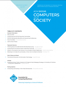 Computers and Society Volume 50 Spring 2021 Edition Now Available