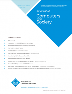 Computers and Society Volume 51 April 22, 2022 Edition Now Available